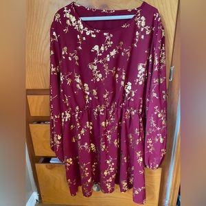 Plus Size Floral Print Ruffle Hem Blouse